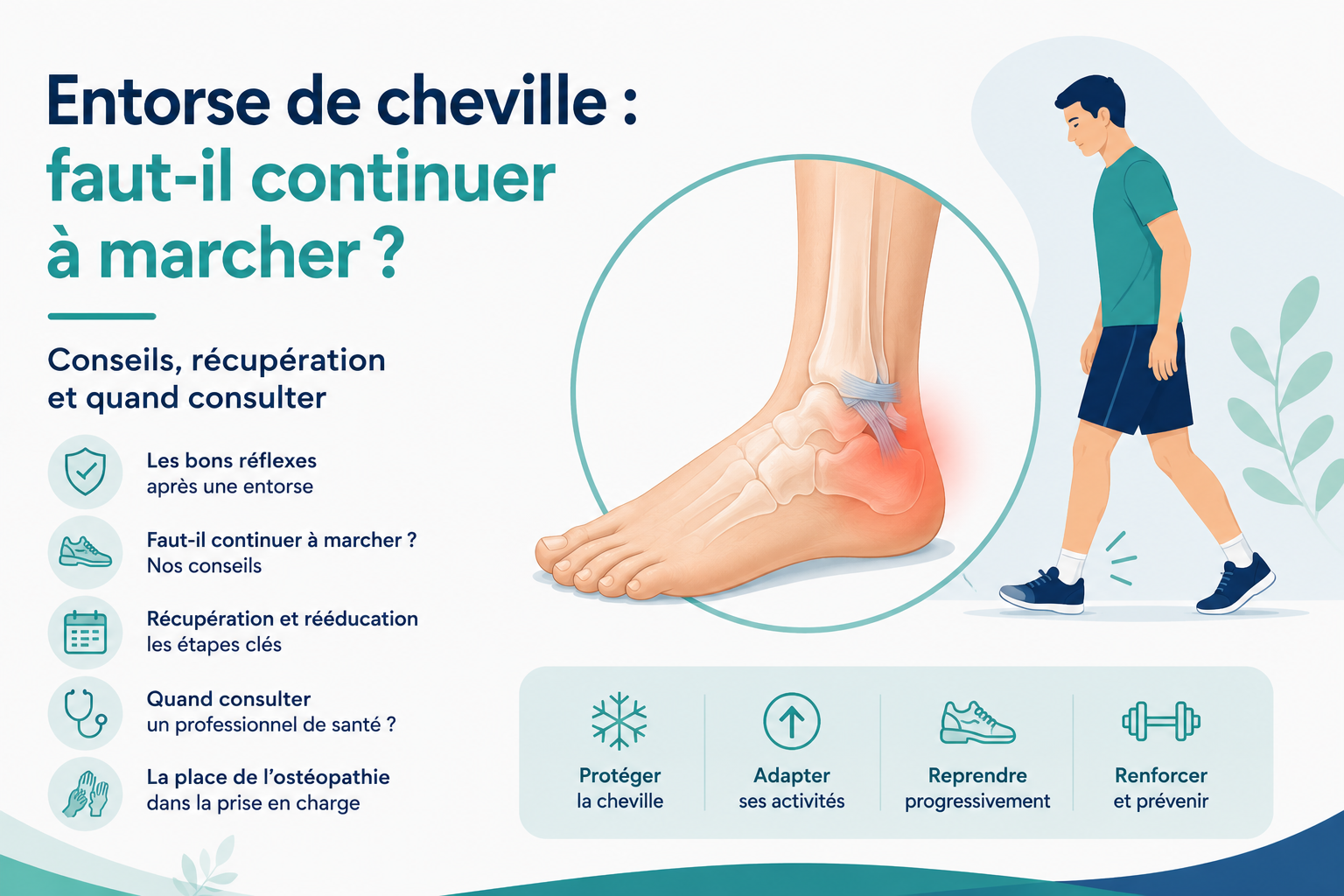 Entorse de cheville : faut-il continuer à marcher ? Conseils et quand consulter un ostéopathe à Notre-Dame-de-Riez